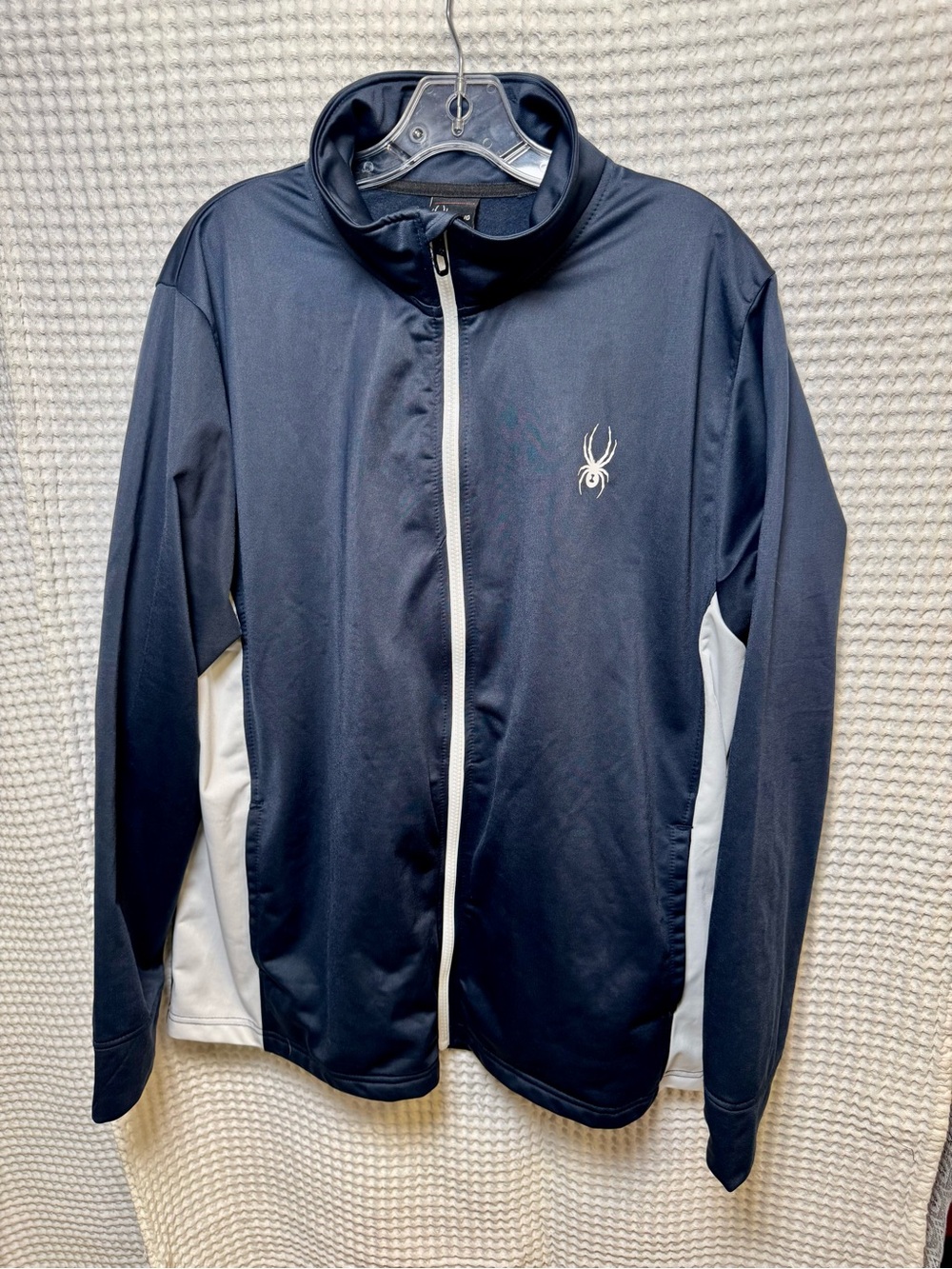 Spyder Men's Navy Performance Full-Zip Jacket, Blue and White Colorblock